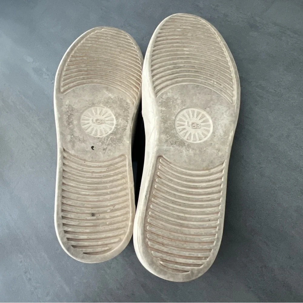 UGG Black Leather‎ Slip On Slides Sneakers Casual Shoes Women’s Size 9